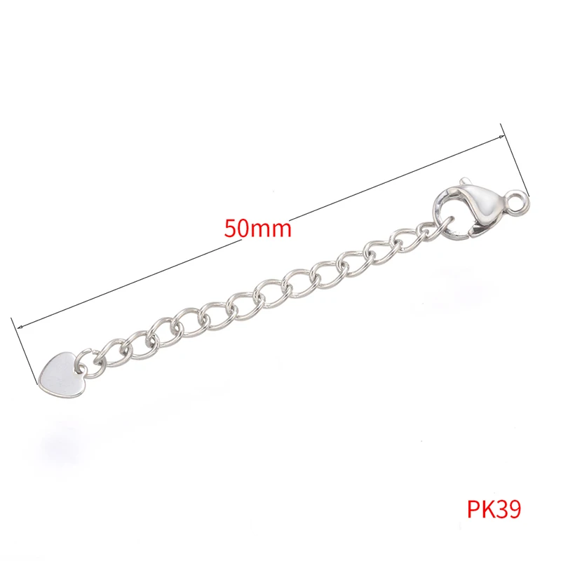 50mm stainless Extension Chains Lobster Clasp DIY bracelet jewelry making necklace Connector Findings For DIY Accessories