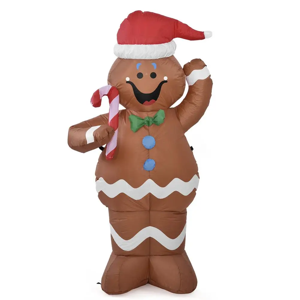 

Christmas Iatable Gingerbread Man Hold Candy Stick Decor Winter Outdoor Iatable Decor Cute Christmas Luminous Ornament