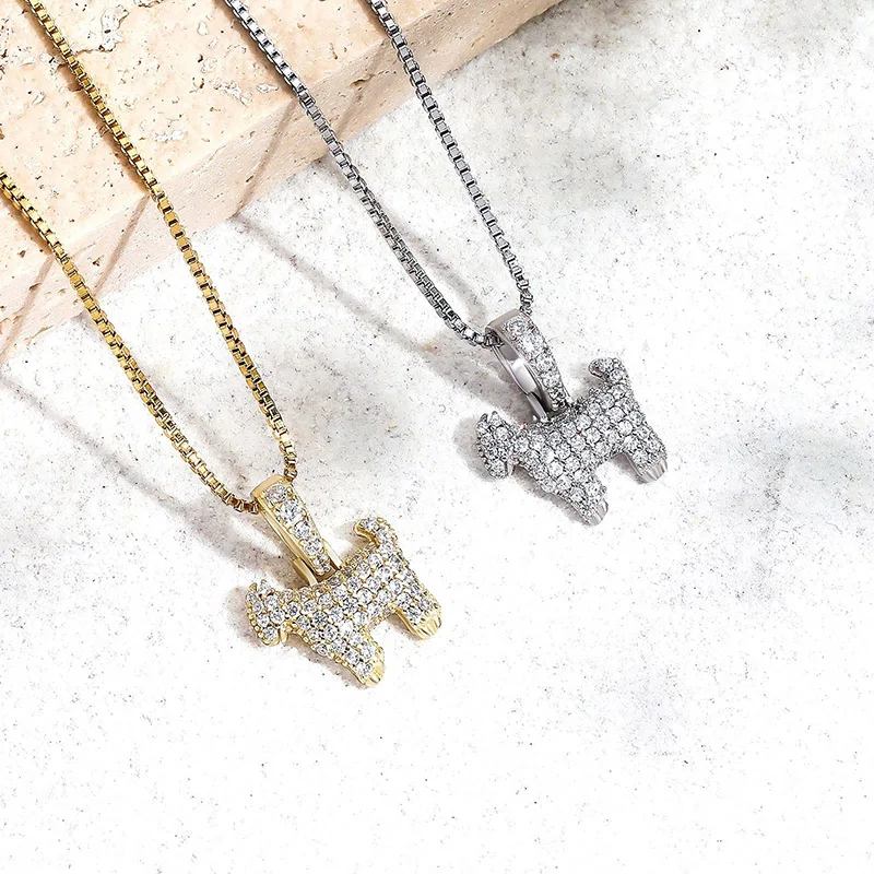 S925 Sterling Silver Bling Ice Out CZ Stone Solid Sheep Pendants Necklaces for Women Men Charm Jewelry Gift Drop Shipping