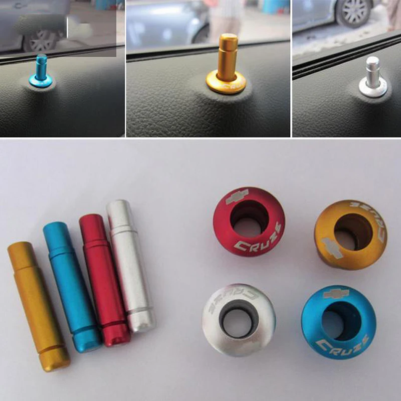 Youwinme 8pcs/set Aluminium Alloy Door Lock Stick Pin Cap For CHEVROLET CRUZE (After April 2011) CAR Accessories Stying