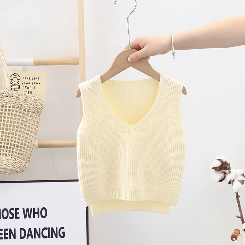 Baby Girls Sweaters Baby Girl Solid Sleeveless Pullover Vest Baby Boys Sweaters Knit Vest Kids Toddler Autumn Winter Sleeveless