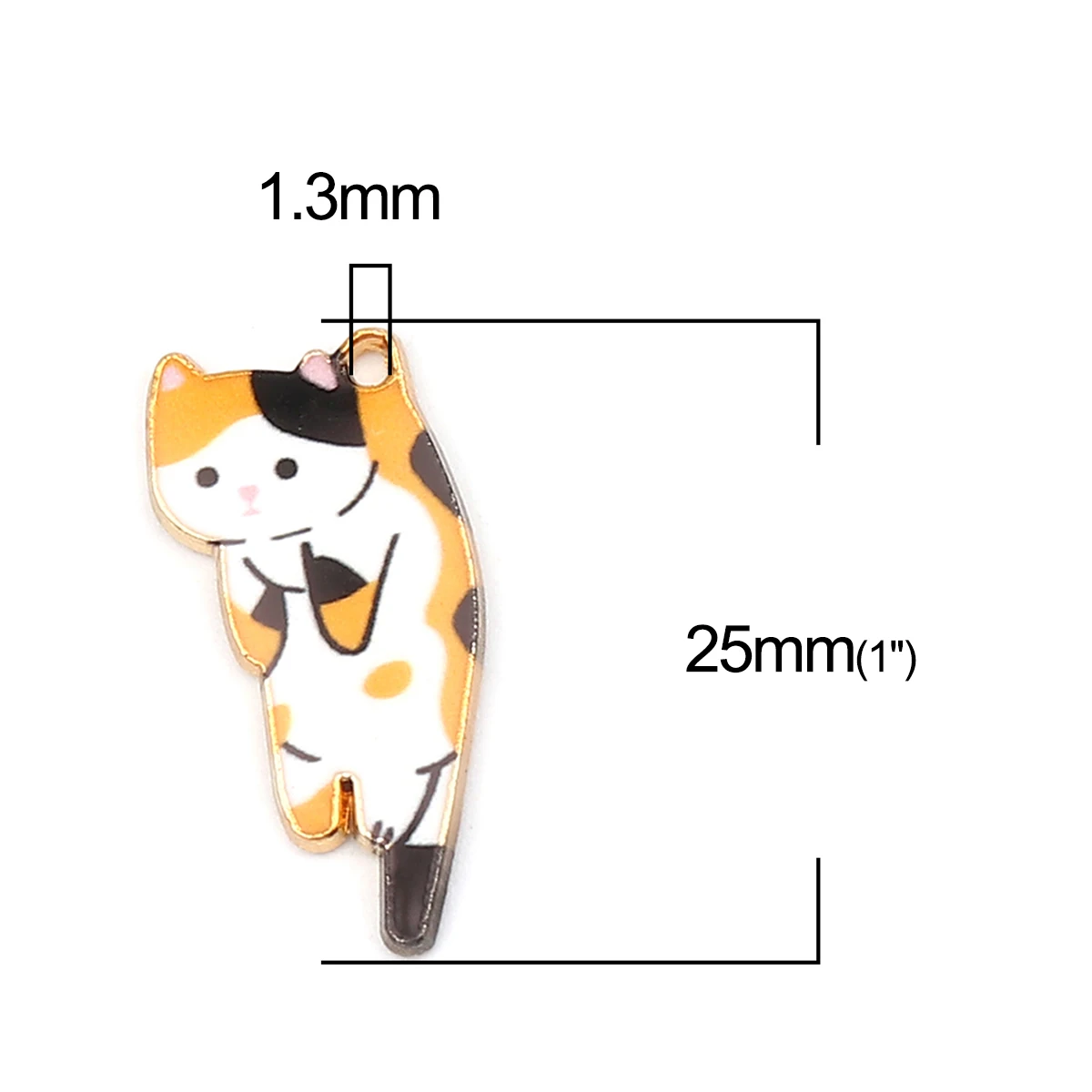 10 PCs Cat Series Zinc Based Alloy Pendant Charms Cat Animal Gold Color Multicolor Enamel 25mm x 13mm