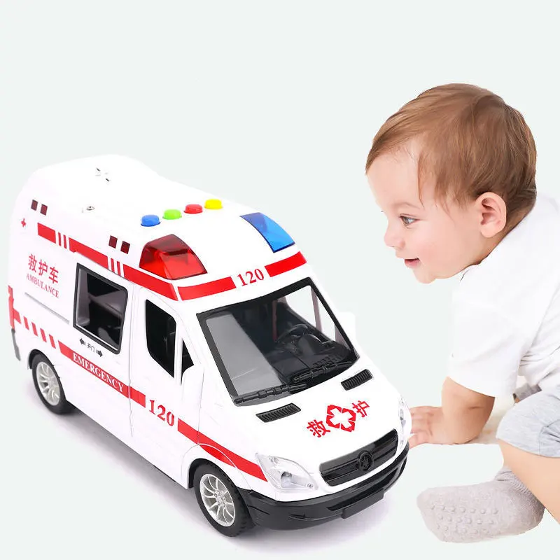 Medium Ambulance Car policecar Music light Car Boy Toy Collection Model Gift For Kids Ambulance Toy Car Rescue Car Model