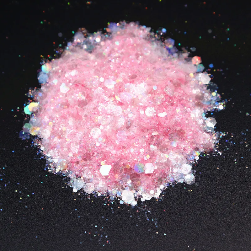 10ml Pink Series Nail Art Glitter Sequin Flakes Powder Holographic Tumblers Four-corner Square Chunky Sequins Loose Glitter