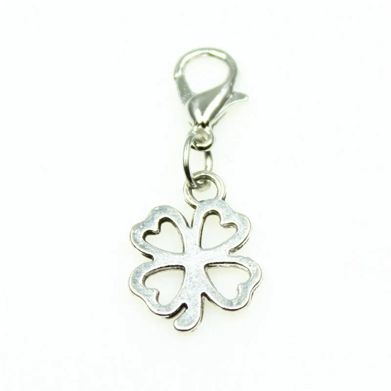 

100pcs Four Leaf Clover dangle charms lobster clasp hanging charms diy bracelets&bangles pendant jewelry charm