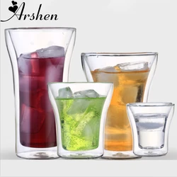 Arshen Creative 80/200/240/400 ML Double Wall Shot Glass Clear Handmade Heat Resistant Wine Tea Drink Cup Healthy Mug Coffee Cup