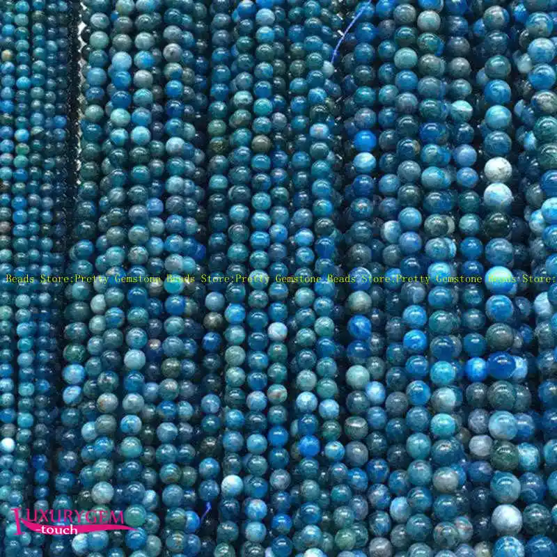 

6mm 8mm 10mm Round Shape Natural Blue Apatite Stone Beads Jewelry Making wj452