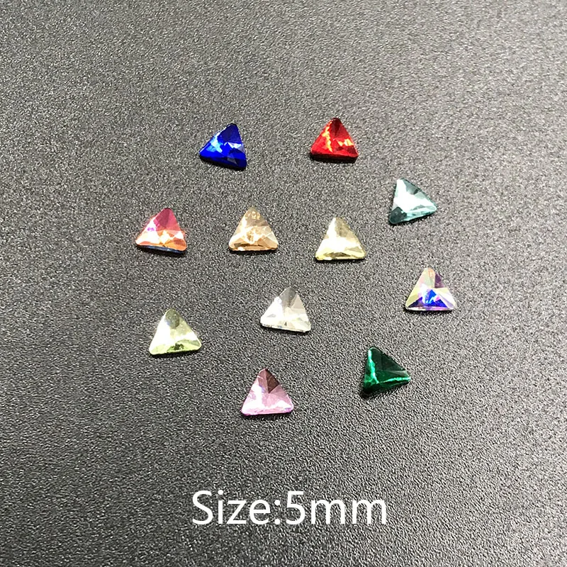 30/100 Pcs Nail Art Rhinestone 5mm Triangles Flatback Crystal Stones DIY Decorations Manicure Diamond For Nail Rhinestone