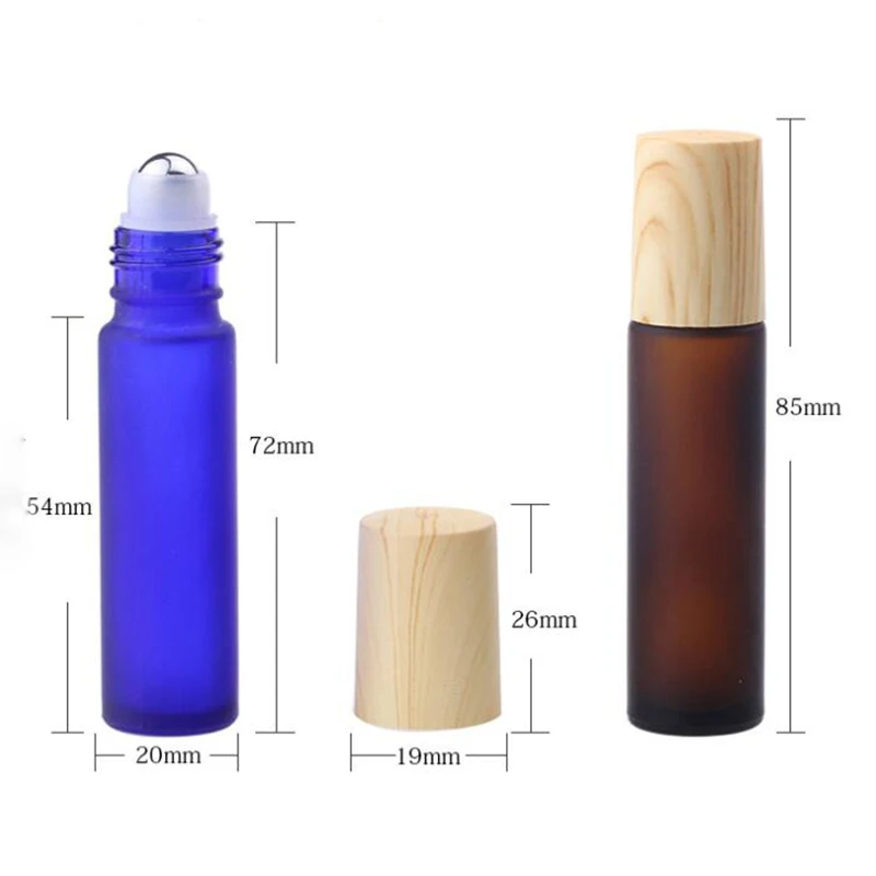 10ml Empty Glass Perfume Bottles With Stainless Steel Roller Ball Mini Glass Roll on Bottle With Plastic Cap