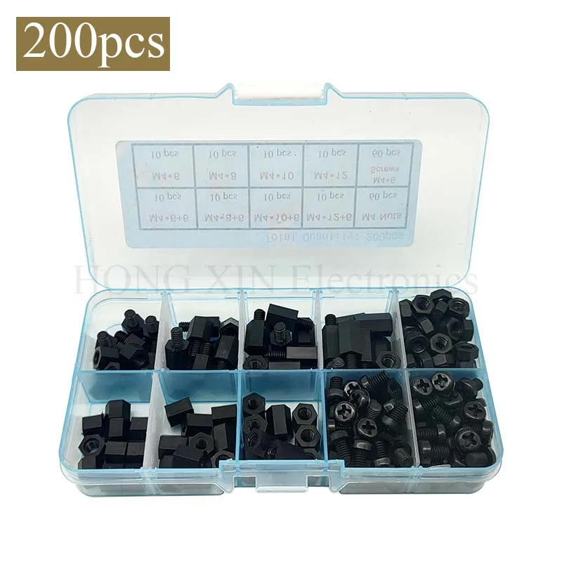 

Plastic Screw Standoff Spacer M4*6/8/10/12 Nylon Screw Black Hex Standoff Column Female Male Nylon Set Kit For PCB Motherboard