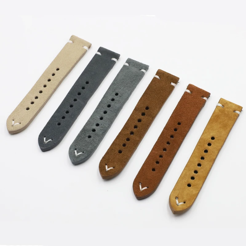 Onthelevel Handmade Watchband Genuine Suede Leather Watch Strap 18 20 22 24mm Quatilty Smooth Velvet Replacemnet Bracelet #C