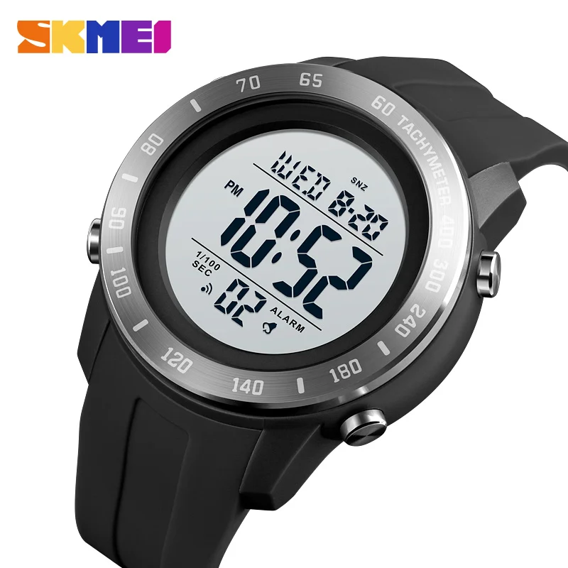 

SKMEI Big Dial LED Light Sport Watch Mens Chrono Casual 5Bar Waterproof Digital Wristwatches Count Down Male Alarm reloj hombre