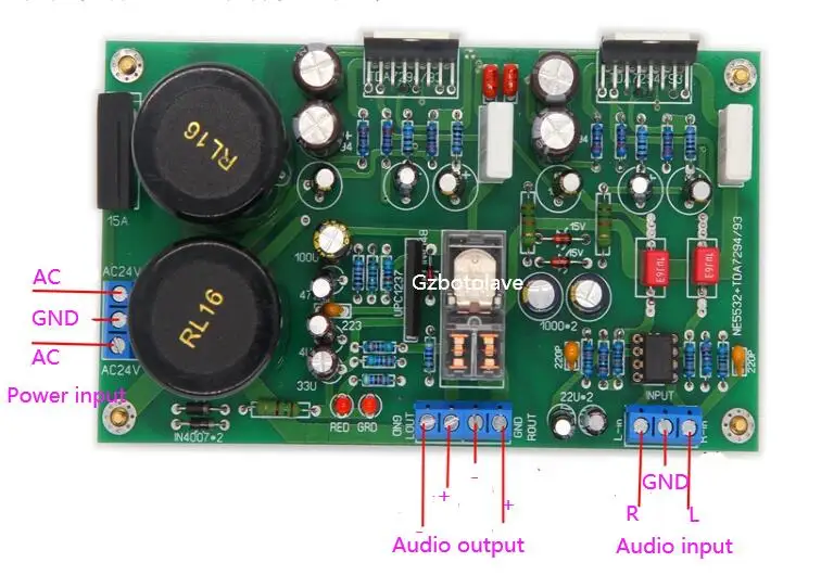 5532 + TDA7293 /TDA7294 stereo vocal cord protection circuit stereo vocal cord protection circuit power amplifier board