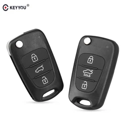 KEYYOU Key Shell 3 Buttons For Hyundai Avante  I30 I40 I20 IX35 Flip Folding Remote Car Key Case Uncut Blade Blank Cover