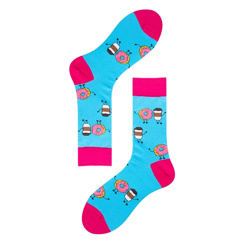 Men\'s Harajuku Style Colorful Casual Socks Happy and Funny Socks Printed Unisex Fashion Male Sox Combed Cotton Socks