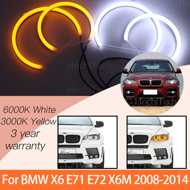 

1 Set White+yellow Cotton Light Angel Eyes Halo Ring Kits for BMW X6 E71 E72 X6M 2008-2014