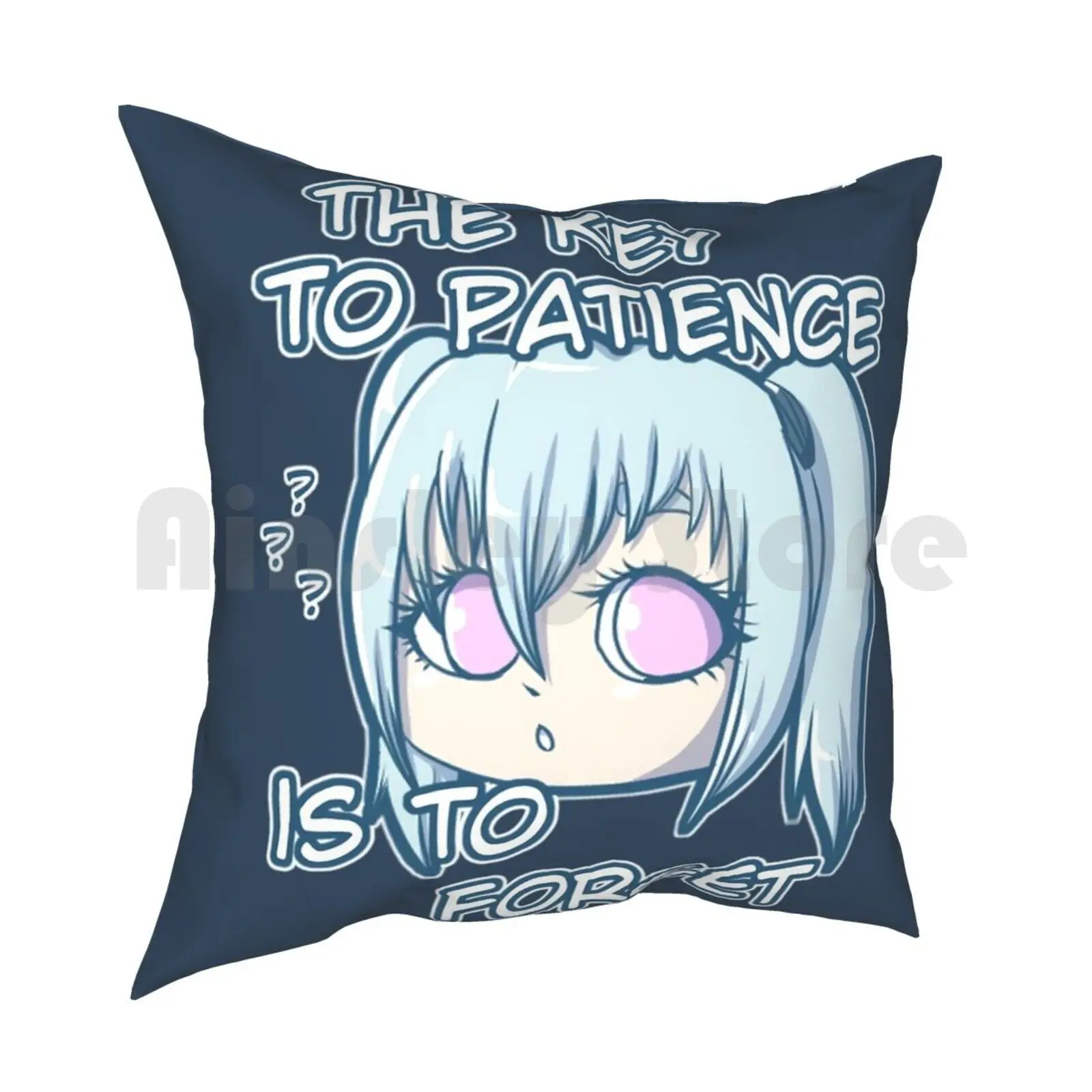 The Key To Patience Is To Forget Pillow Case Printed Home Soft Throw Pillow Funny Cute Sweet Humorous Anime Manga Funny