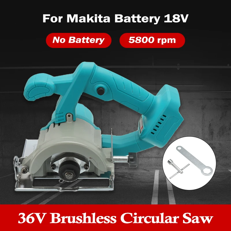 5000RPM 110mm Cordless Electric Circular Wood Cutter 0° to 45° Adjustable Sawing Machine for 18V Makita Battery [Color Randem]