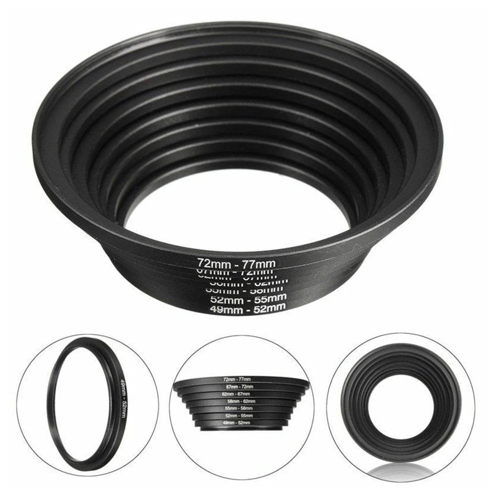7pcs Universal 49 77mm  Camera Ring Adapter DSLR Mini Step Up Professional Accessories High Hardness Aluminum Alloy Lens Filter