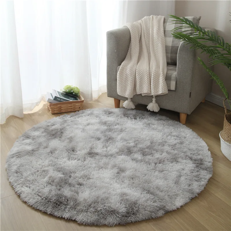 Motley Round Carpet Livingroom Plush Fluffy Rug Home Decor Shaggy Carpet Bedroom Sofa Coffee Table Floor Mat Soft Kids Room Rugs