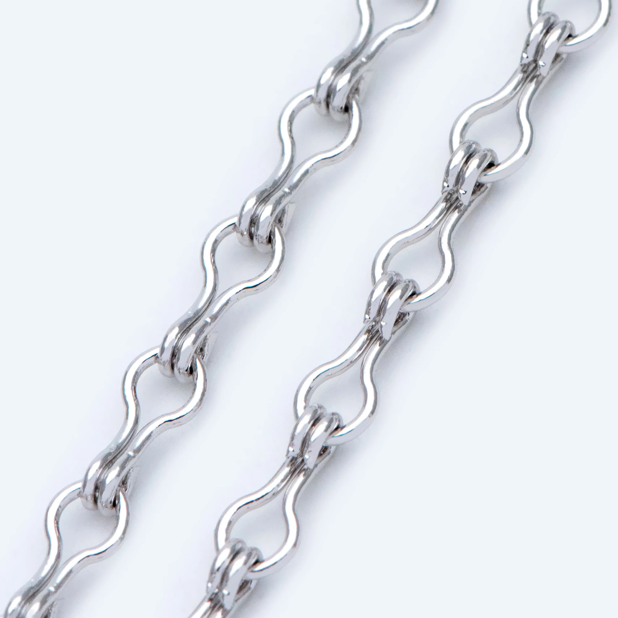 

White Gold Link Chains 3.5mm, Rhodium plated Brass, Silver tone Specialty Chain Wholesale (#LK-231-2)/ 1 Meter=3.3 ft