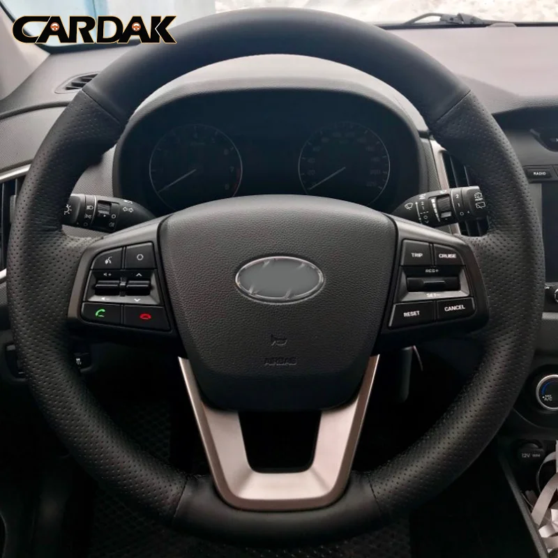 CARDAK Car accessories Black Artificial  leather Car Steering wheels cover For Hyundai Creta 2015 2016 2017