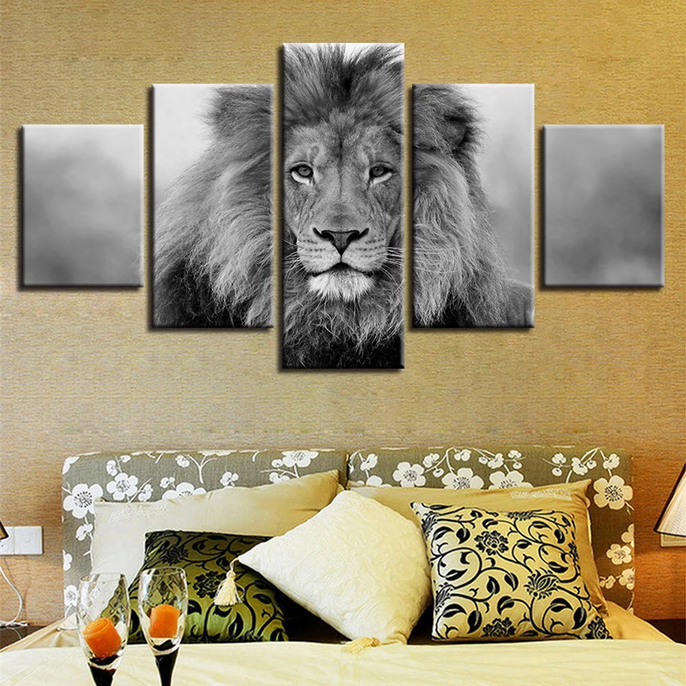 

5 Pieces Wall Art Canvas Painting Lion Animal Poster Modular Pictures Home Decoration Modern Living Room Bedroom Free Shipping