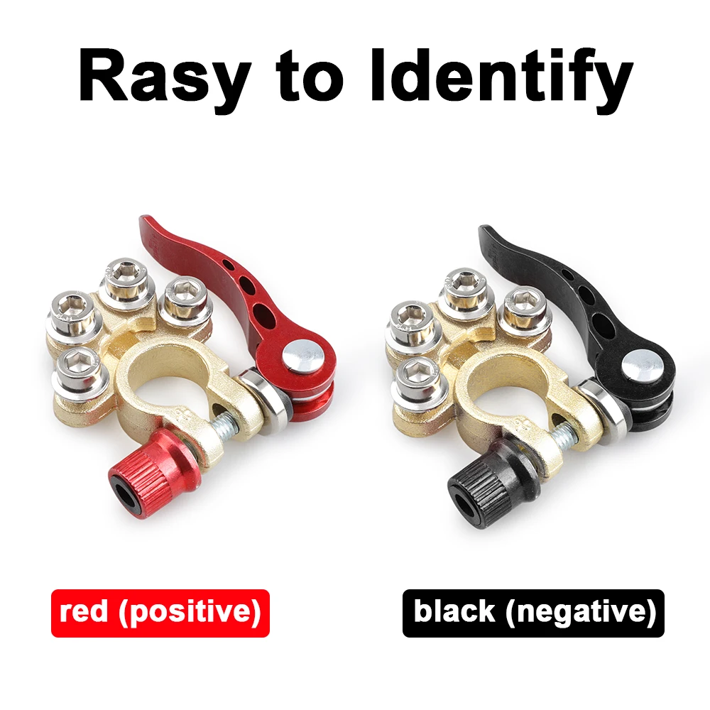 6v 12v 24v Boat Race Car UTV Tractor Truck 1 Pair Toolless Quick Disconnect Battery Main Cable Post Terminal Shut-Off Connectors