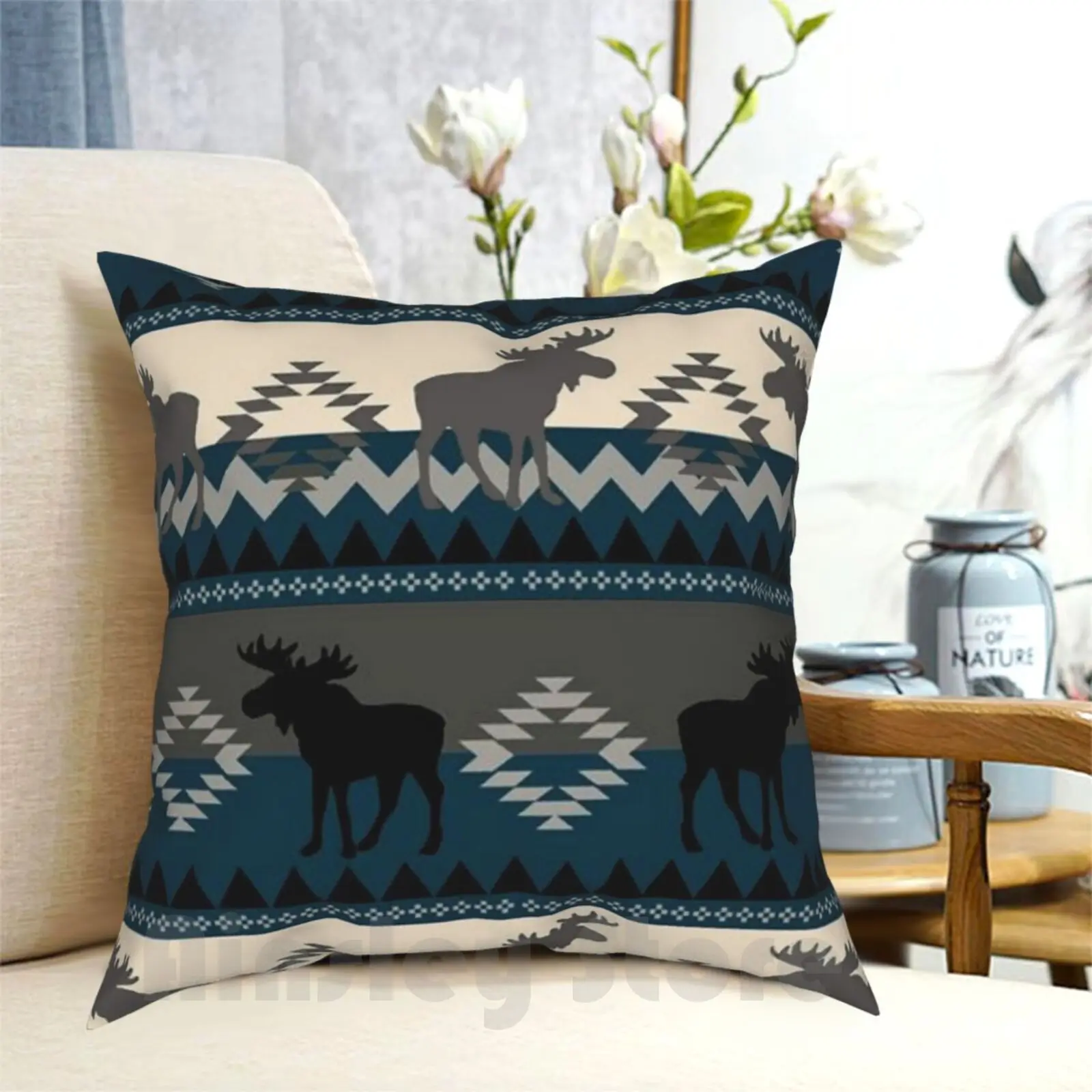 Moose Design Pillow Case Printed Home Soft Throw Pillow Moose Mooses Moose Pattern Moose Design Southwest Design