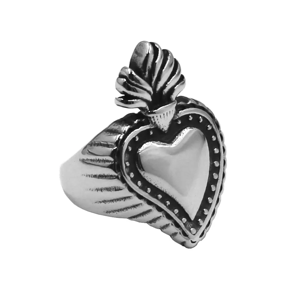 Viking Crown Heart Ring Stainless Steel Jewelry Fashion Irish Celtic Knot  Biker Wedding Ring for Women Girl Wholesale SWR1029