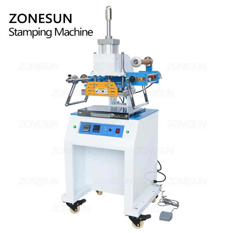 ZONESUN ZS-819D 2030cm Pneumatic LOGO Name Card Leather Heat Press Hot Foil Stamping Creasing Embossing Machine Large Area