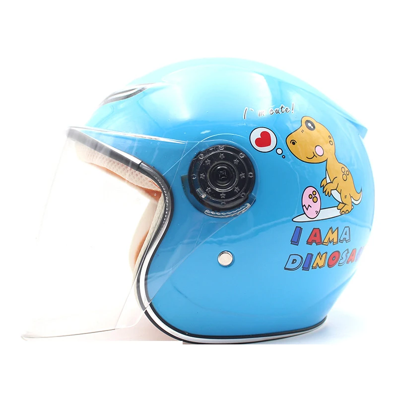 

Kids Size Open Face Helmet Cruiser Scooter Motorcycle Half Helmet with Clear Visor, Cartoon Flip Up Shield Half Helmet
