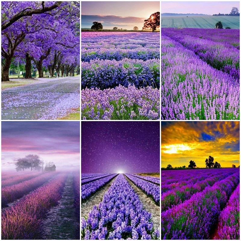 

5D DIY Picture Of Rhinestone Lavender Diamond Embroidery Landscape Diamond Painting Full Square Mosaic Home Decor Gift