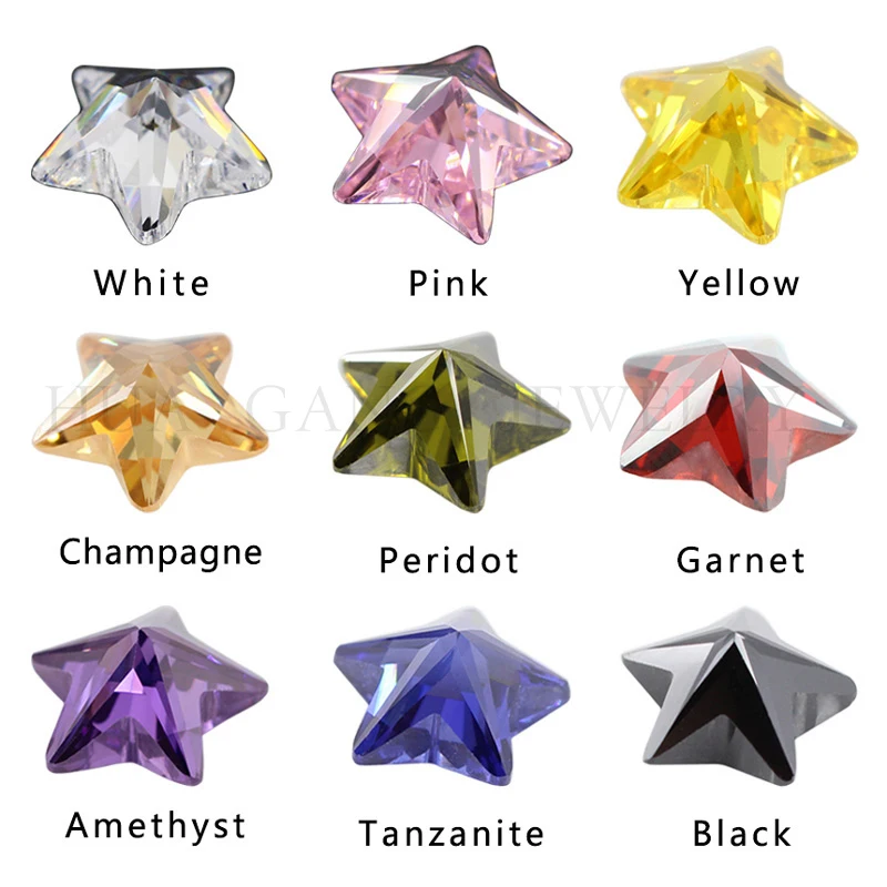 3X3MM~10X10MM Star Shape 5A Quality Various Color Cubic Zirconia Bead Stones Round Cut Loose CZ Synthetic Gems