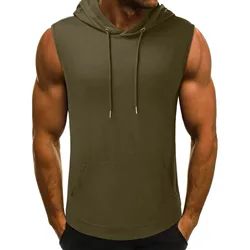 2026 Brand Gyms Clothing Mens Bodybuilding Hood Tank Top Cotton Sleeveless Vest Sweatshirt Fitness Workout Sportswear Tops Male