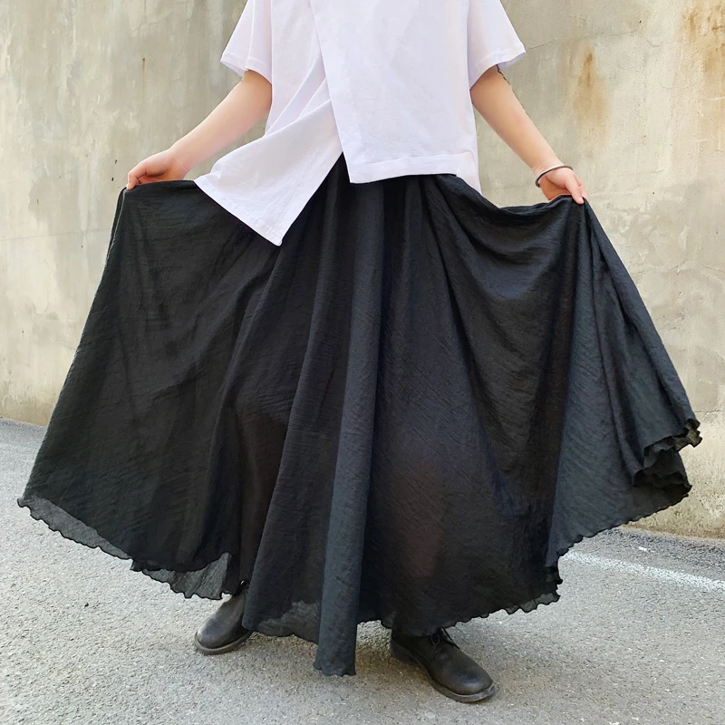 Men's Trousers Spring Summer Casual Loose Bell-Bottom Trousers Men's Skirt Trousers Double Layer Design Black Yamamoto Style