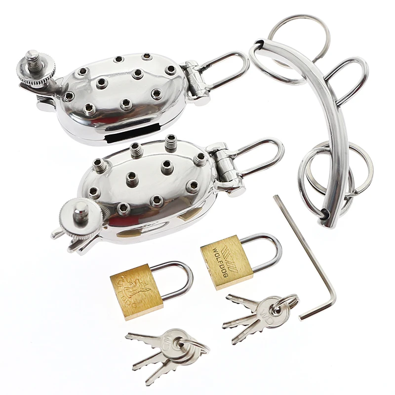 Evil Shells Stainless Steel Ball Stretcher And Ball Crusher Spiked CBT Cock Ring Ball Pain Vs Pleasure Gratification