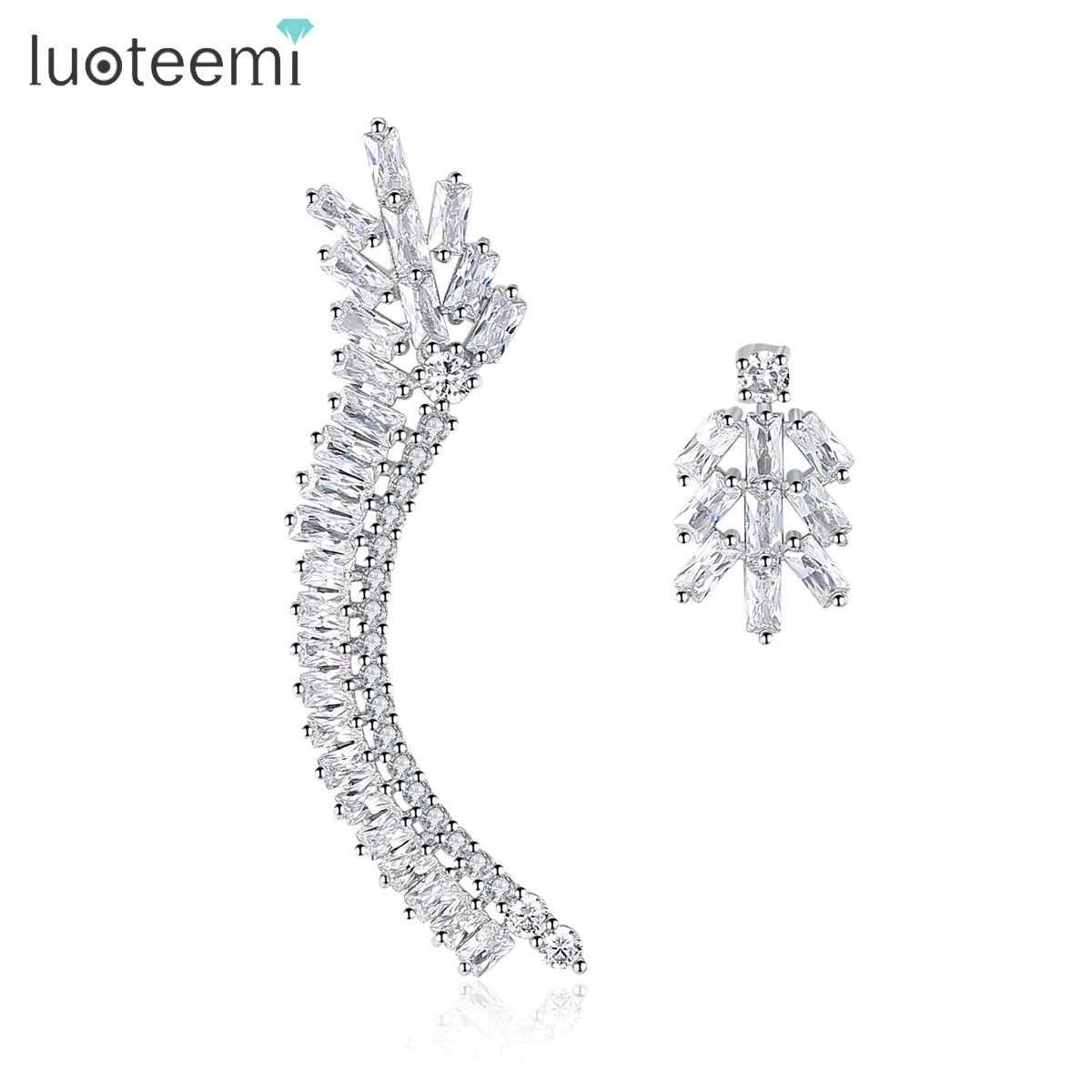 

LUOTEEMI Fashion Clip Stud Earrings for Women Irregular White Gold Color Jewellery Girl Christmas Femme Valentine's Day Gifts