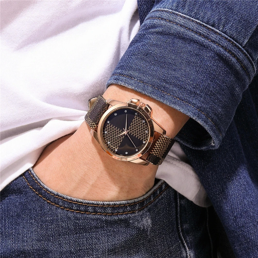 Montre à quartz de luxe pour hommes et femmes, bracelet en cuir, robe décontractée, or rose, haute qualité, marque de mode, offre spéciale