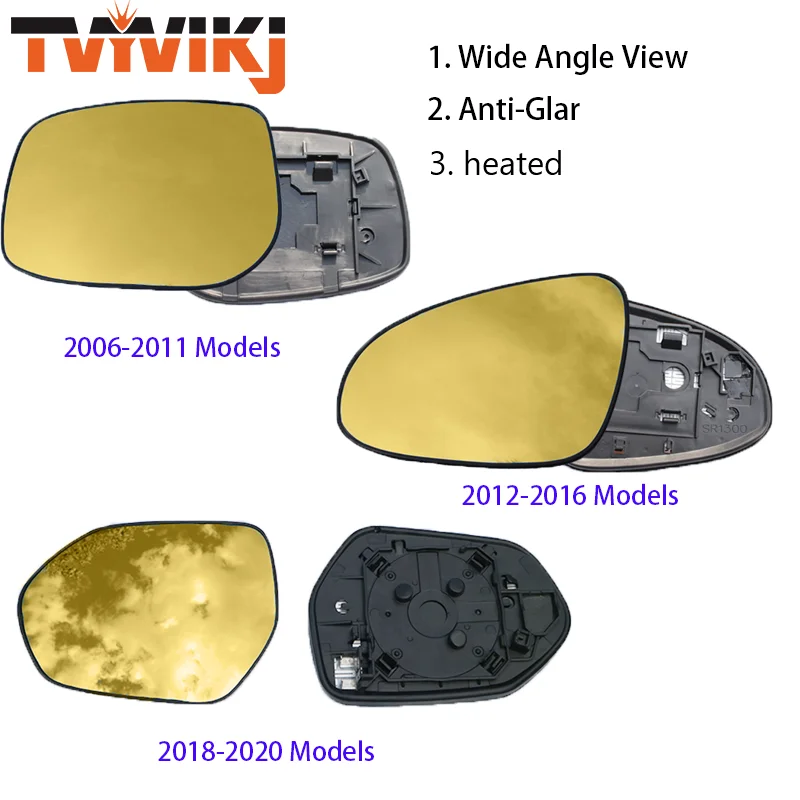 

TVYVIKJ Side rearview mirror golden glass lens For Toyota Camry 2006-2020 wide angle view anti glare door mirror wing