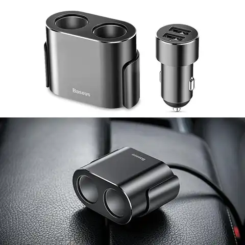 Baseus-담배 라이터 분배기 12V 자동차 충전기 듀얼 USB 100W 전원 어댑터 소켓 자동차 시가 잭 분배기, 차량 시가잭 스플리터 자동차 시가잭 스플리터