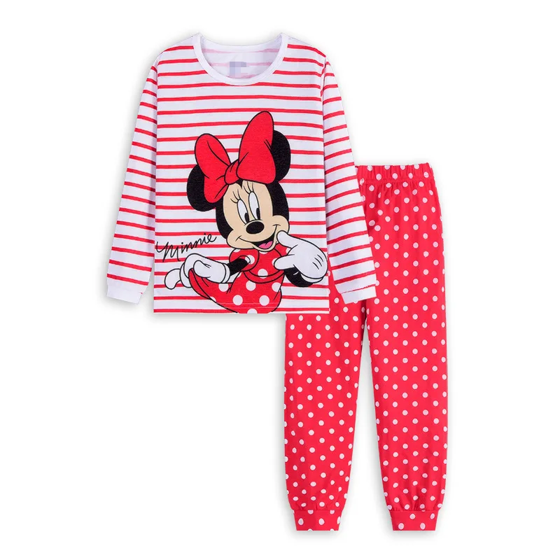 Conjunto de pijama de Minnie Mouse para niños y niñas, camiseta de manga larga y pantalones de dibujos animados de Anna y Elsa, de 1 a 7 piezas,