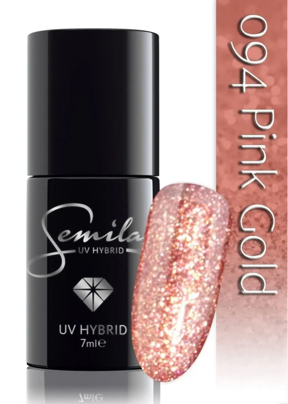 Semilac Pink Gold 094 semi-permanent cover, UV hybrid nail polish texture Gel