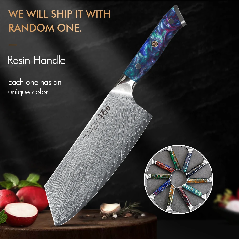 

TURWHO 7.5 Inch Chinese Chef Knife VG10 Damascus Steel Slicing Knives Sharp Cutting Tools Vegetable Cleaver Knife