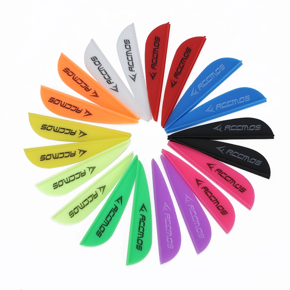 Plastic Arrow Fletch for Archery, Arrow Feather for Shooting, 3 Types, 1.75 "Vanes, 50Pcs