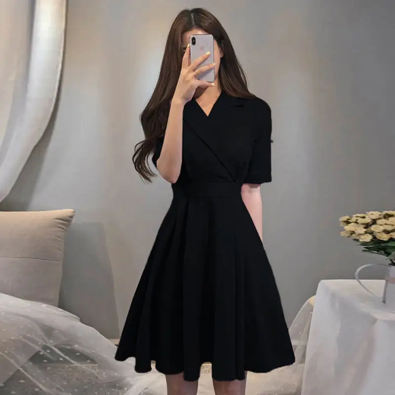 Dress Women Fashion Summer Slim A-line Office Lady Formal Elegant Korean Style Trendy Short Sleeve Vintage Retros Double-layer - AliExpress 200000345 Dress Women Fashion Summer Slim A-line Office Lady Formal Elegant Korean Style Trendy Short Sleeve Vintage Retros Double-layer - AliExpress 200000345