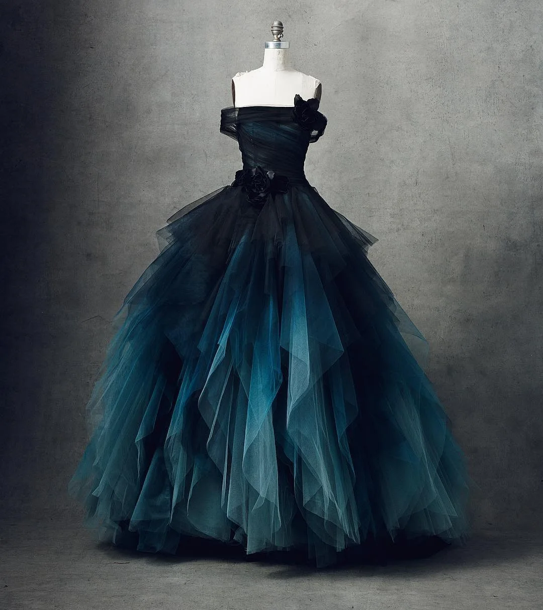 

Blue Ombre Tulle Ball Gown Dress Dark Blue Prom Dress Halloween Party Dresses Long Tulle Dress Lush Layered Evening Dress Women