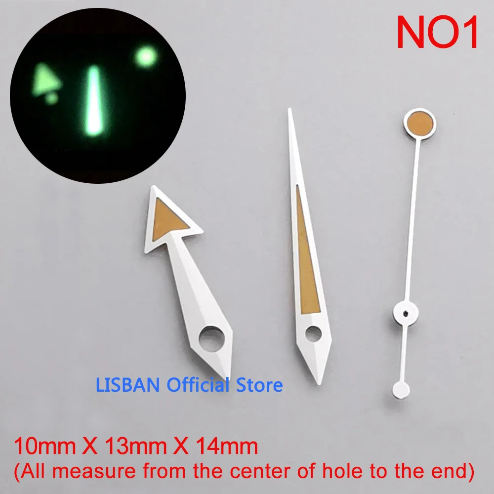 Lisban High Quality Green Color Luminous Watch Hands Fit ETA 2824 2836 2834 2892 PT5000 Automatic Movement