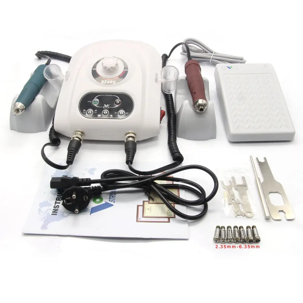 

FREE SHIPPING 2020 New Model 50,000 rpm electric nail drill machine brushless jewelry micromotor with double handpiece QZ60S