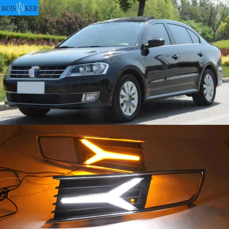 

1 Pair LED DRL Daytime Running Light For Volkswagen VW Lavida 2013 2014 with Yellow Trun Signal Light Blue Night Lamp